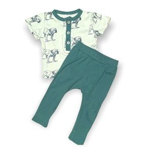 Kate Quinn Organic Cotton Interlock Button Henley tee and skinny leggings. 6-12m